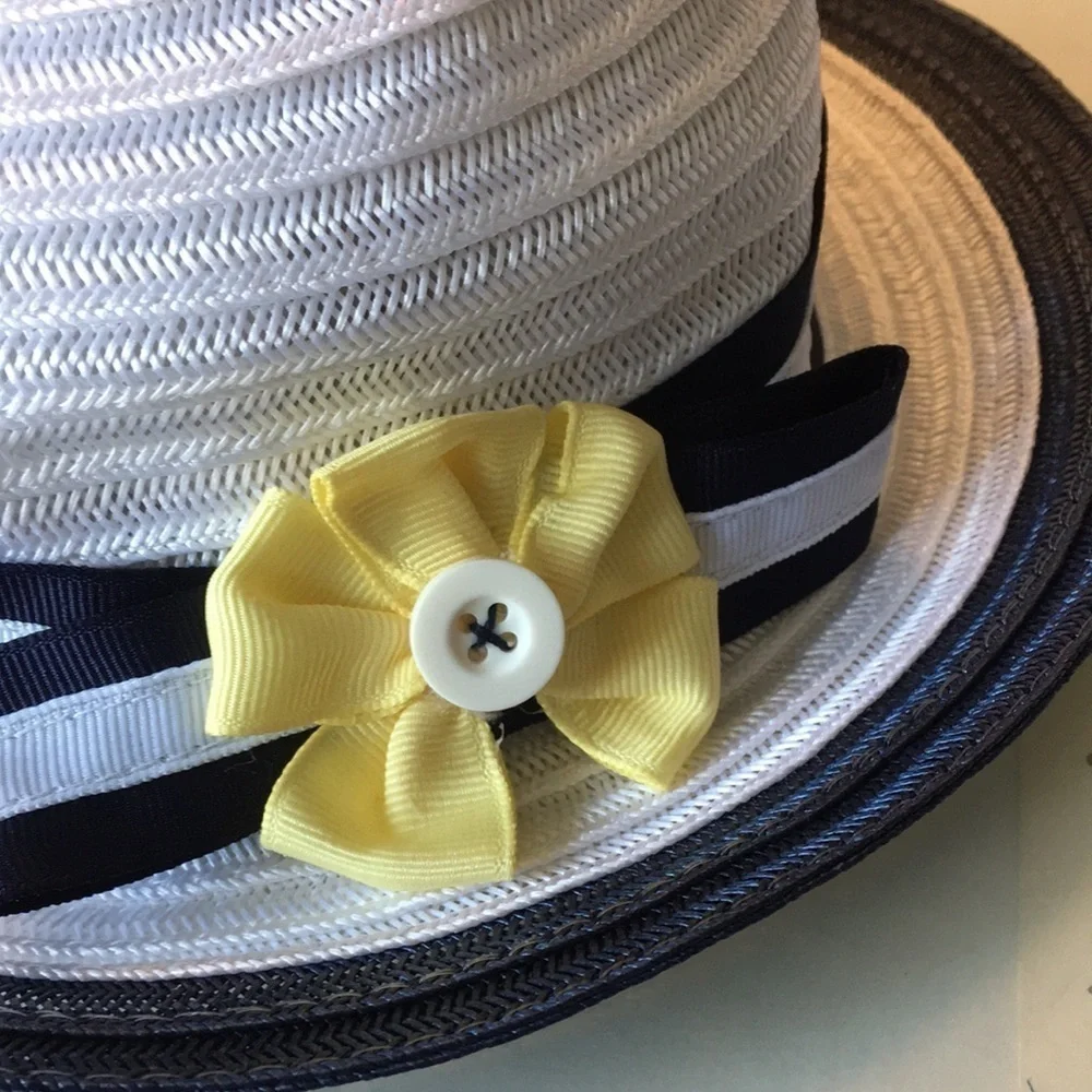 HARTSTRING White & Blue Straw Hat. P/A865/250
